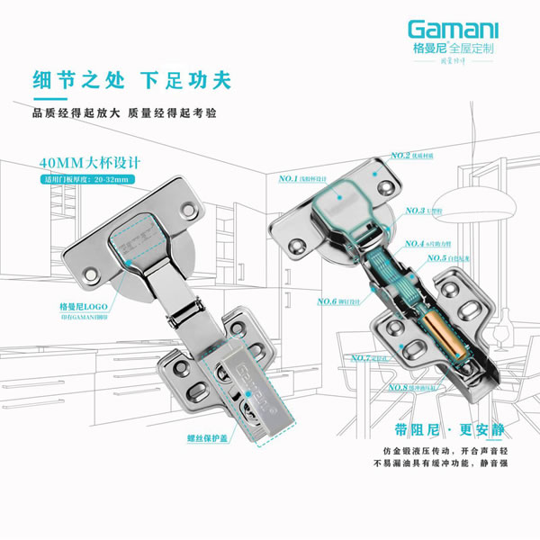 格曼尼全屋定制自研自产304不锈钢静音铰链为经销商赋能